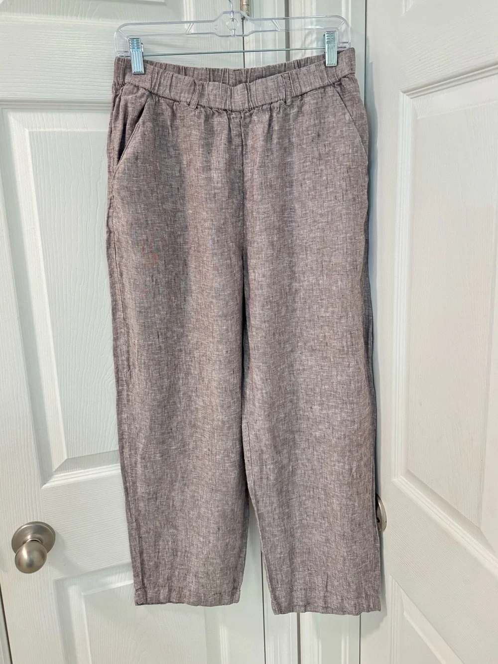 Quince 100% European Linen Pants in Taupe Brown Chambray size M